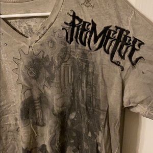 Grey Remetee Short Sleeve Henley T-Shirt (L)